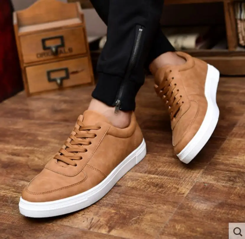 Весенне-осенняя мужская обувь для отдыха в Корейском стиле черная кожаная