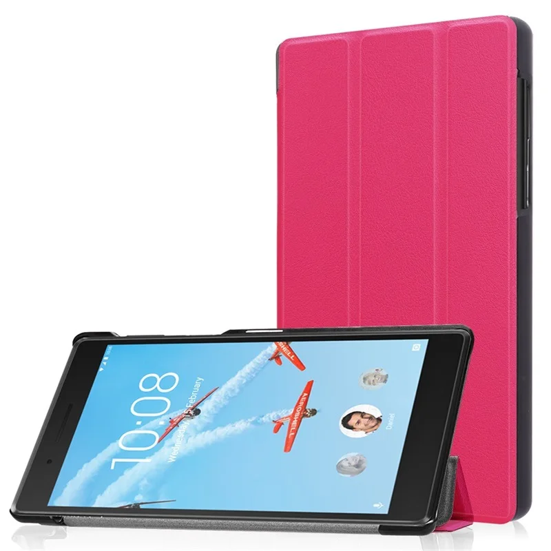 Rose Red Для lenovo Tab 7 Tab7 TB-7504X 7504F/N 7 дюймов Смарт из искусственной кожи чехол для lenovo tb-7504F 7504X" защитный чехол - Цвет: Rose Red