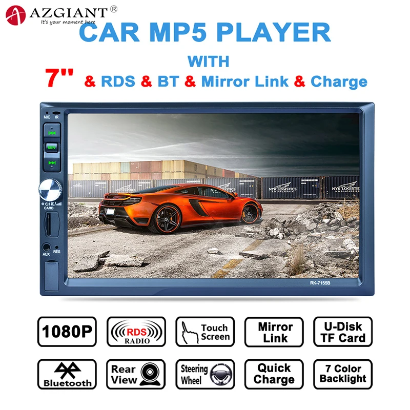 AZGIANT 7 дюймов 1080P воспроизведение сенсорный экран автомобильный MP5 плеер с RDS радио