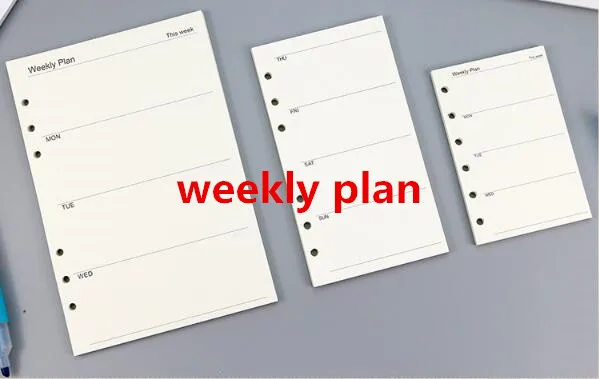 weekly plan 45 листов A7 A6 A5 Чистый цвет простой 6 отверстий с отрывными листами блокнот для core внутренней стороны учетной записи заправки для планировщика Школа канцелярских товаров - Цвет: weekly plan