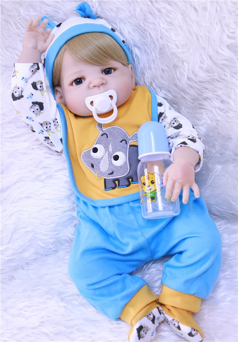 

DollMai 23" bebe doll menino Full silicone reborn baby boy dolls toys for children gift educational toy baby fake alive boneca