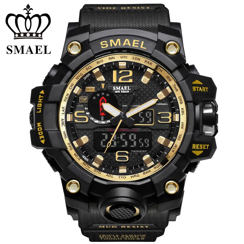 1545 gold smael часы Для мужчин G Стиль Wateproof s шок спортивные Для мужчин S Часы Топ бренд класса люкс LED цифровые часы военная Униформа армии Наручные часы - Цвет: 1545 gold