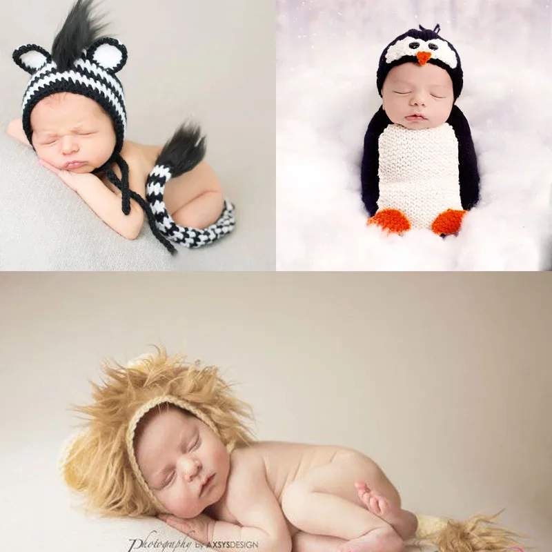 Handmade Newborn Penguin Costume Baby Girl Hat Crochet Photography Props Knit Fotografia Y | Детская одежда и обувь