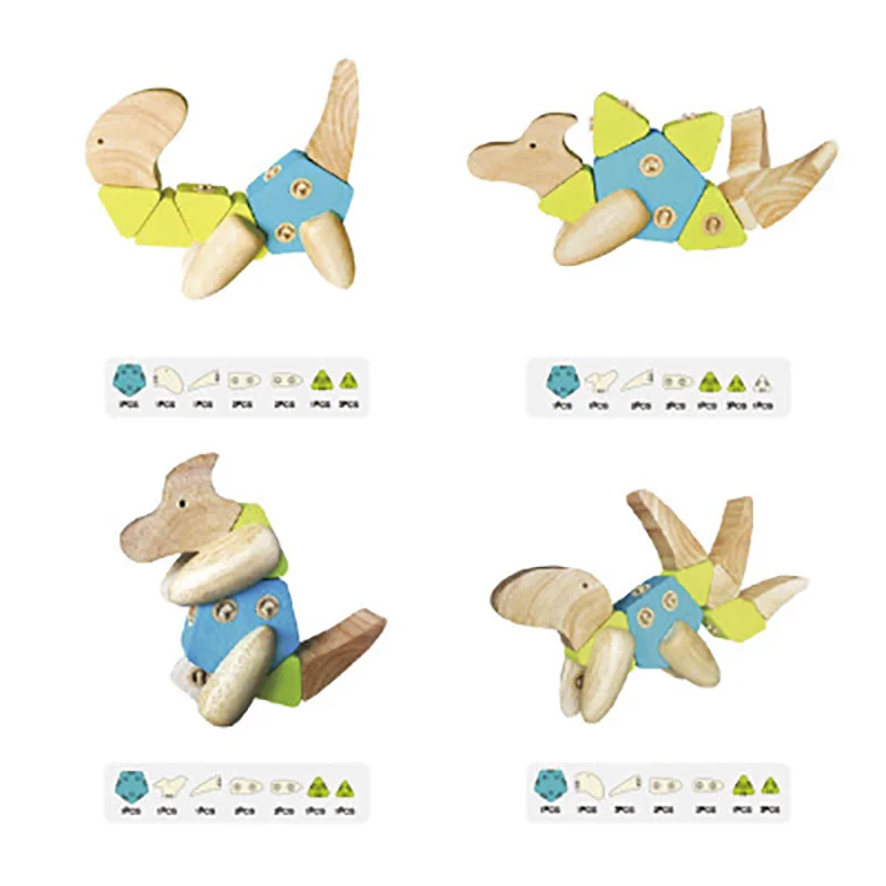 

Wooden children's creative versatile dinosaur building blocks toys children's wooden toys gifts