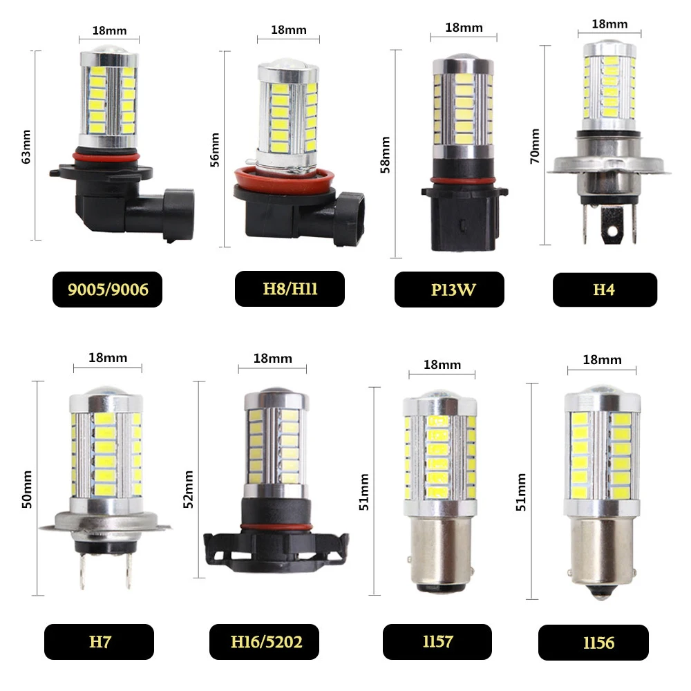 1 шт. автомобиль H8 H11 светодиодный 9005 hb3 9006 hb4 h4 h7 p13w H16 5630 33SMD Противотуманные фары дневного света лампы поворота парковочная лампа 12V