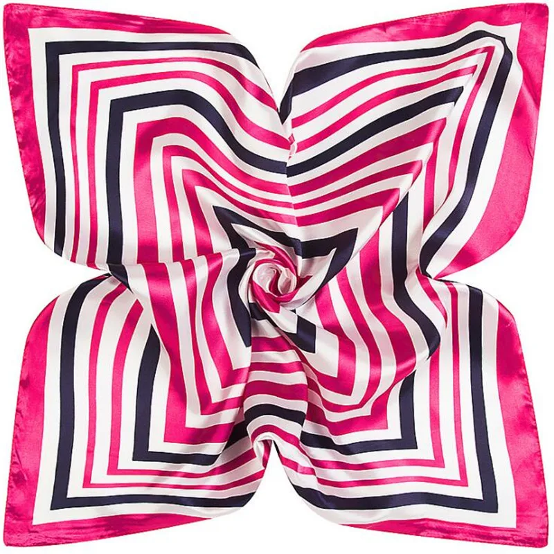 Маленький квадратный шелковый шарф стюардесс с геометрической бахромой 60x60 см