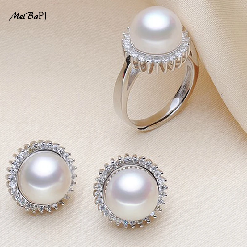 Женские серьги с натуральным жемчугом MeiBaPJ Ювелирный Комплект из 3 предметов