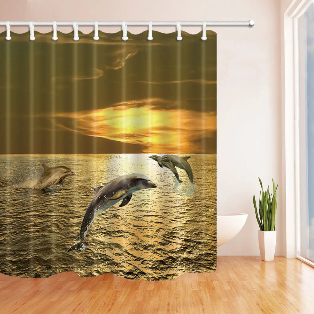Картина на Canva Jumping dolphins полиэстер водонепроницаемый ванная душевая занавеска