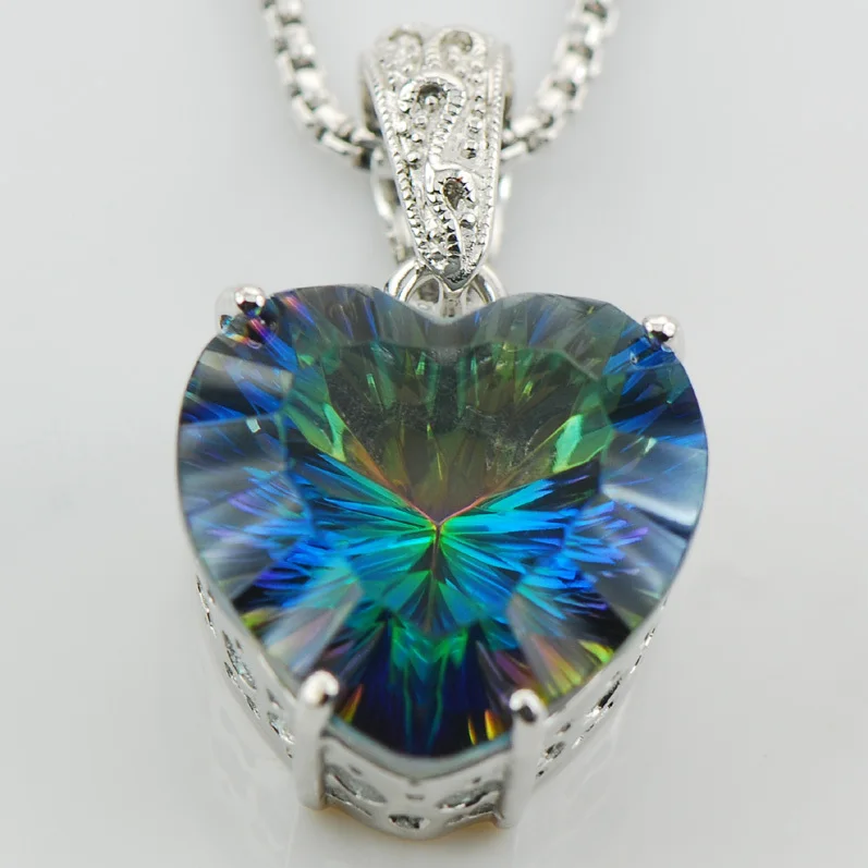 

Huge Concave Cut Rainbow Crystal Zircon 925 Sterling Silver Pendant TE567