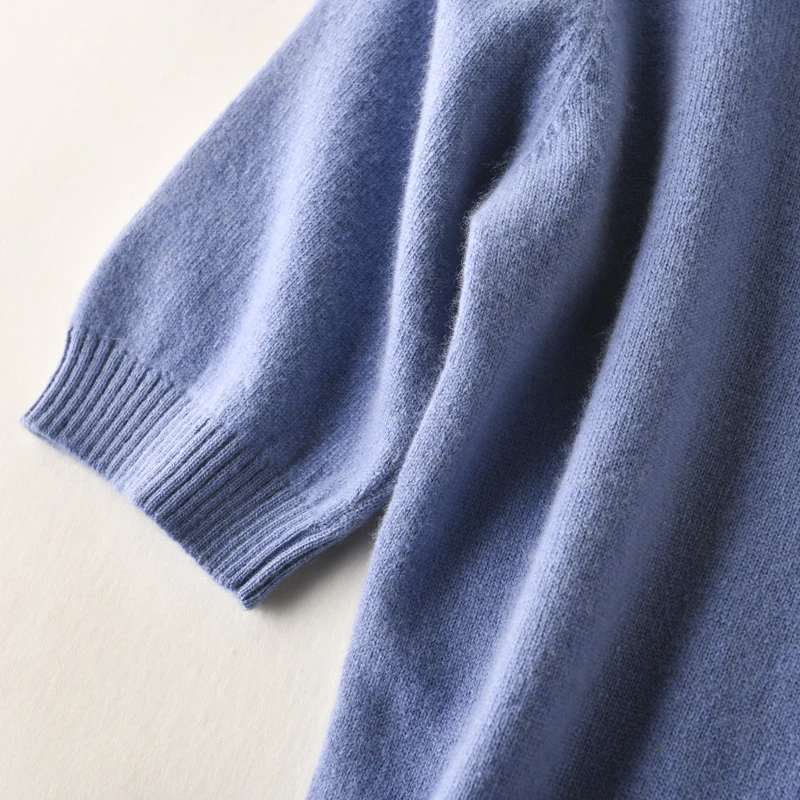 

BELIARST Spring and Summer New Sweater Women's Solid Color Wild Short-sleeved Sweater Round Neck Bottoming Knit Pullover