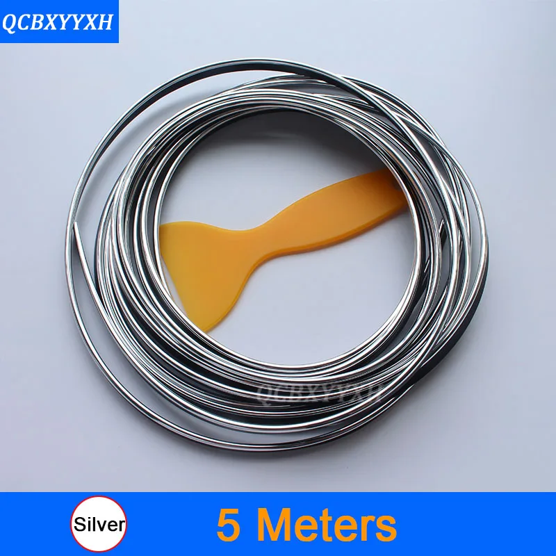 Серебристый 5M Car Styling Interior Decoration Strips Moulding Trim Dashboard Door Edge Universal For Cars Auto Internal Accessories - Название цвета: Серебристый