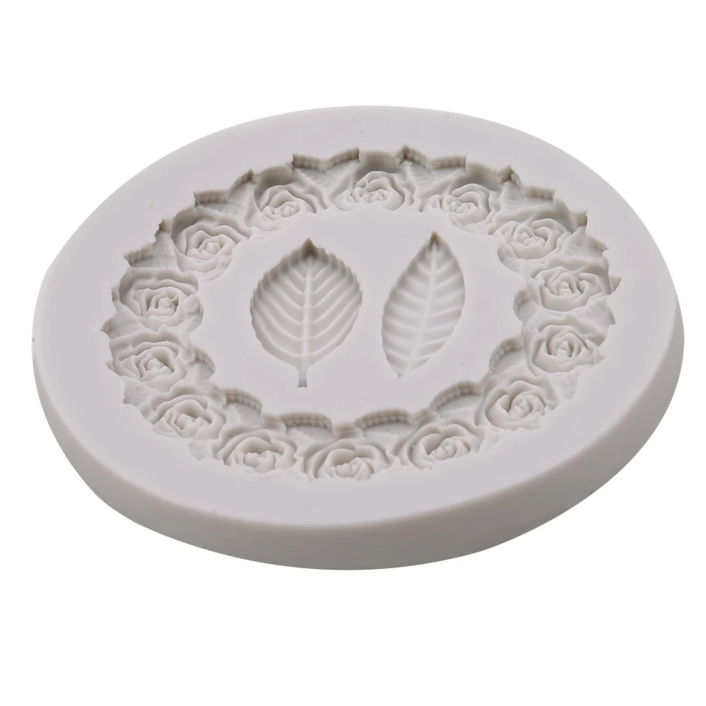 Роза гирлянда рельеф рамка торт границы силиконовые формы лист инструменты для