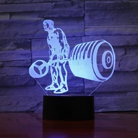 novelty weight lifting 3d night light 7 color changing acrylic usb visual desk lamp home decor led bedside sleep lighting gifts