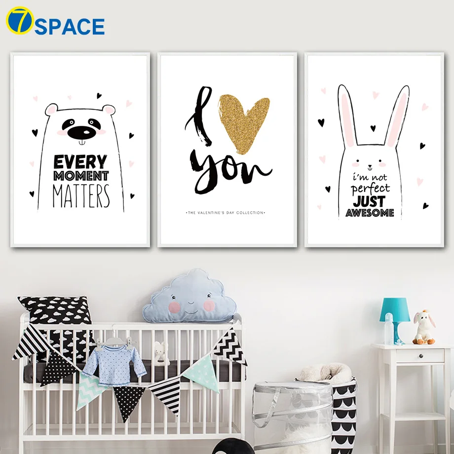 Кролик медведь слон пингвин корова котировки скандинавские постеры и принты