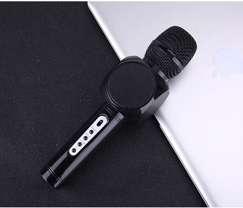 Black Беспроводной bluetooth-микрофон для караоке, портативный ручной микрофон спикер машина Пасхальный подарок для iPhone/Android/PC - Цвет: Black