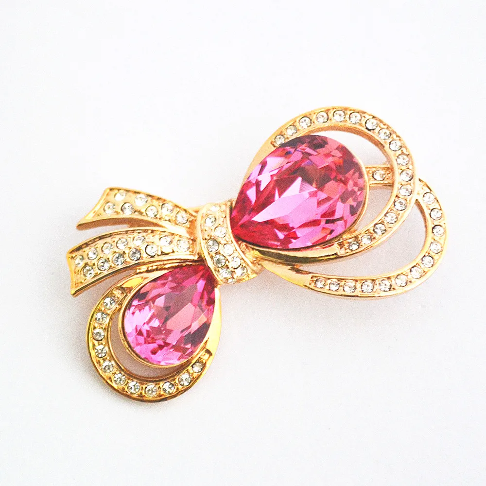 2016 Новая Мода 18 К Позолоченные Бантом Броши Для Женщин Элегантный Платье