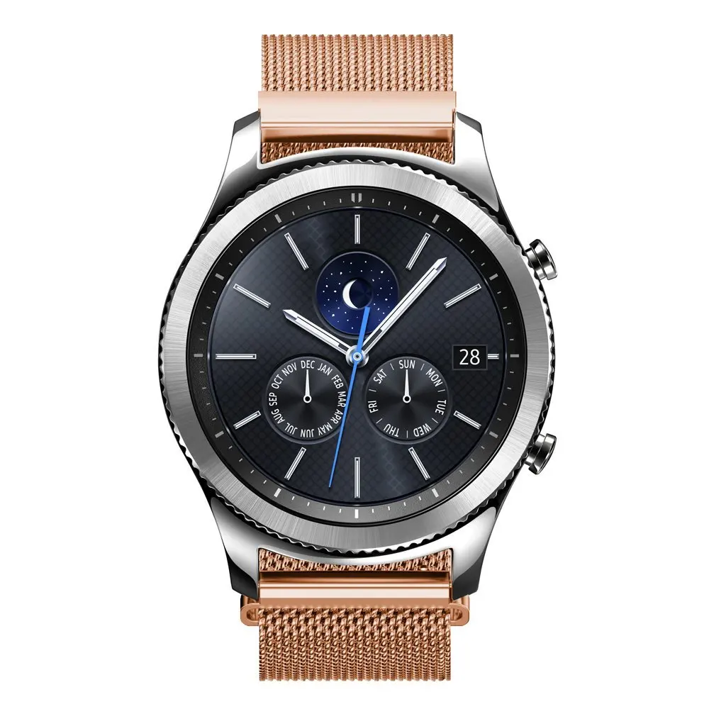 SENBONO сменный ремешок из нержавеющей стали Миланская петля ремешок для часов 20 мм 22 мм для samsung gear S2 S3 Classic V11 V6 Смарт-часы