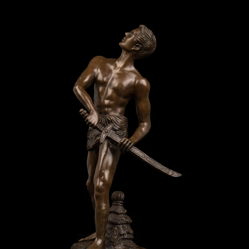 Искусство ремесла медь классическая самурайская скульптура с мечом бронзовые