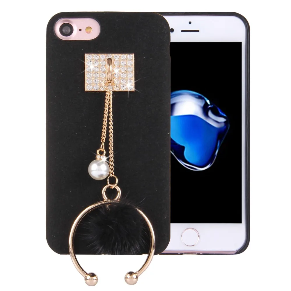 Телефон Случаях Для iPhone 7 Крышка Diamond Перл Половина-кольцо Кисточкой Кулон