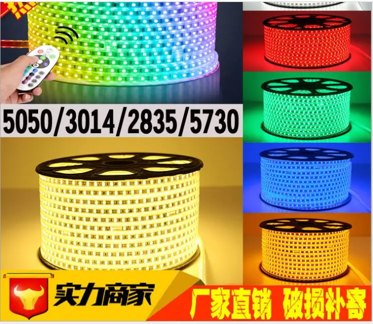 Светодиодная лента 5 м 30 110 220 В SMD 5050 Гибкая светильник ная с вилкой питания 60