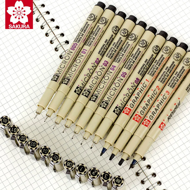 Маркеры Ручка Pigma micron игла мягкая кисть для рисования водостойкая ручка 005 01 02 03 04