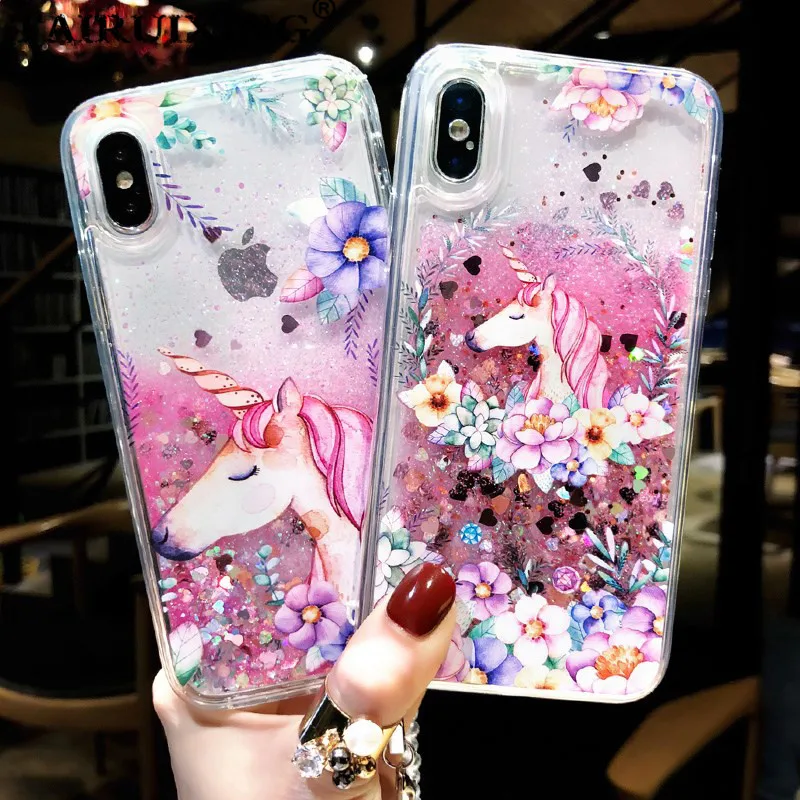 Жидкий чехол для samsung Galaxy S5 S6 S7 Edge S8 S9 Plus C5 C7 Note 9 Мягкий силиконовый с рисунком единорога Xiaomi 8 SE Lite|Бамперы| |