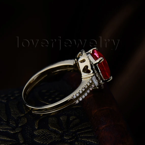 Кольцо LOVERJEWELRY из желтого золота 8 х10 мм с рубином|ring for|ring for saleruby ring |