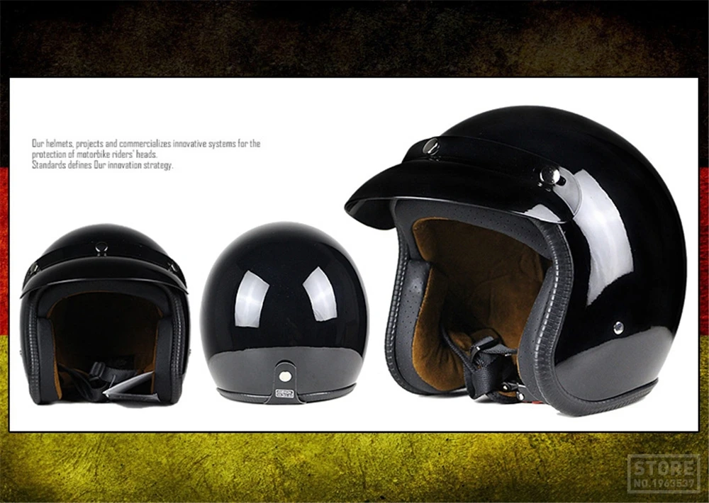 Мотоциклетный шлем Ретро Винтаж Синтетическая кожа Casco Moto Cruiser Chopper скутер Кафе Racer 3/4 открытый шлем DOT
