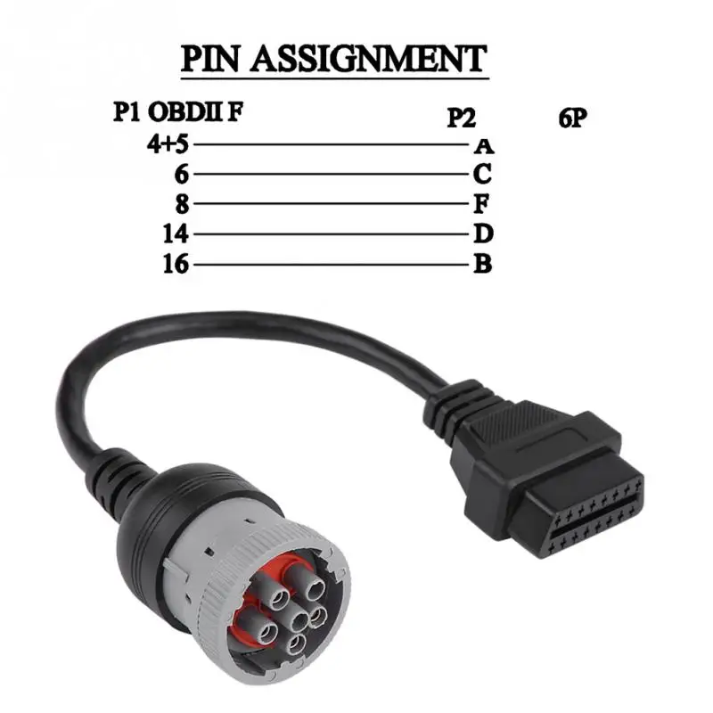 Диагностический интерфейс для грузовиков 16 Pin OBD2 6 адаптер кабель автомобильного