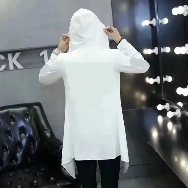 

Mens Goth Gothic Punk Jacket Hooded Jacket Long Cardigan Ninja Hoodie Coat M~2XL