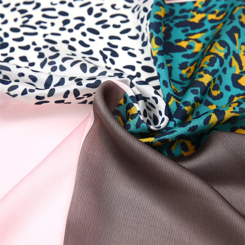 53 см Леопардовый принт клетчатые квадратные шарфы бандана шелковый шарф для