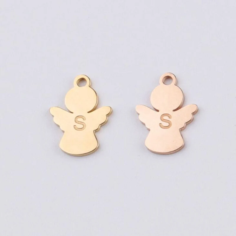 10 шт./лот зеркальная полировка из нержавеющей стали литтель Ангел подвески буквы
