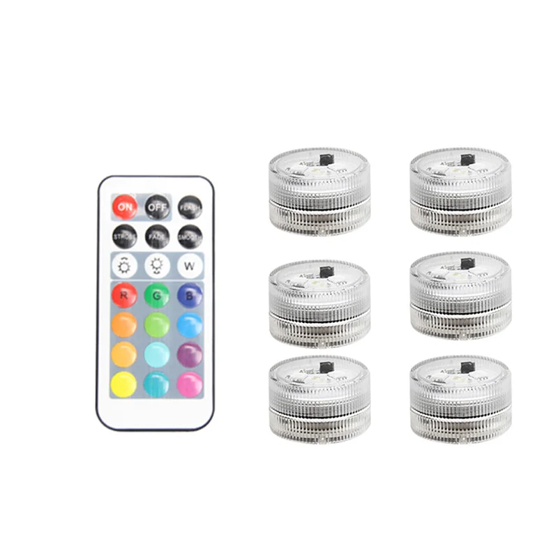 6 light 1 remote IP68 удаленный погружной светильник светодиодный аккумулятор водонепроницаемый бассейн обновление ночной Светильник Декор ваза Свадебная вечеринка праздник празднование - Испускаемый цвет: 6 light 1 remote