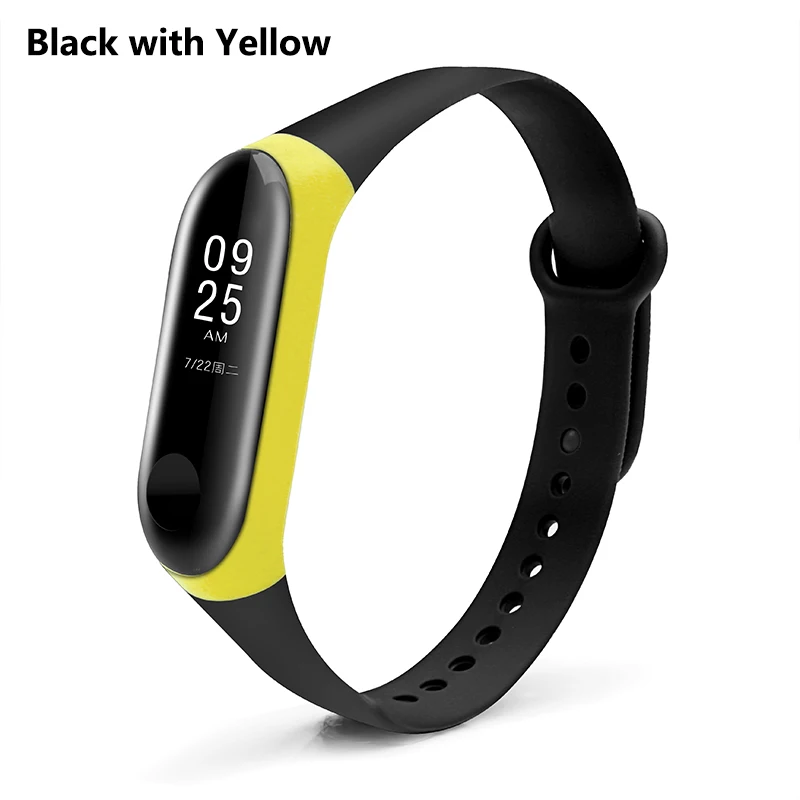 Blue with yellow BOORUI mi band 3 ремешка двойной цвет mi band 3 Аксессуары pulseira mi band 3 сменный силиконовый ремешок для xiaomi mi3 - Цвет: Blue with yellow