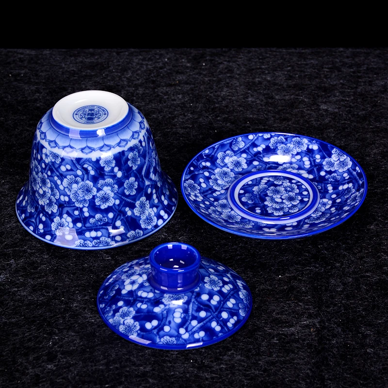 225 мл Цзиндэчжэнь сине-белый фарфор Gaiwan чайный набор кунг-фу посуда для напитков