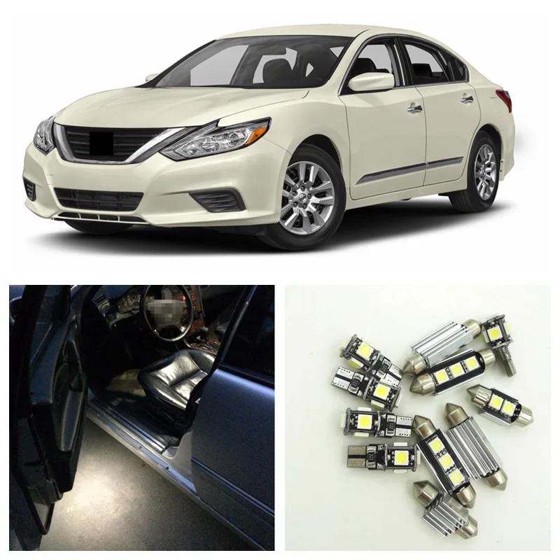 12pcs White LED Light Bulbs Interior Package Kit For 2013 2014 2015 Nissan Altima Sedan Map Dome License Plate Lamp Nissan-B-03 |