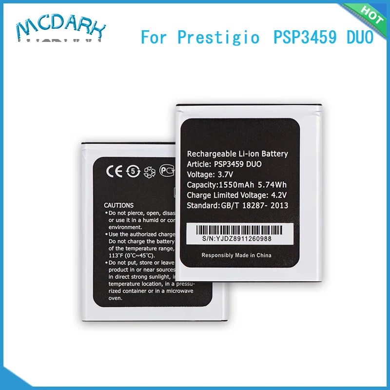 Аккумулятор Mcdark PSP3459 DUO высокой емкости 1550 мАч для Prestigio Wize N3 аккумуляторы сотовых
