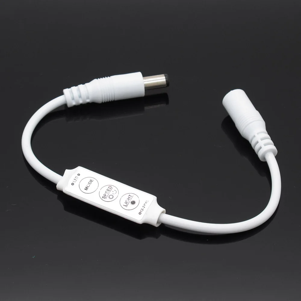 Мини белый диммер постоянного тока 12 В 24 в с 3 клавишами двойной штекер для одного