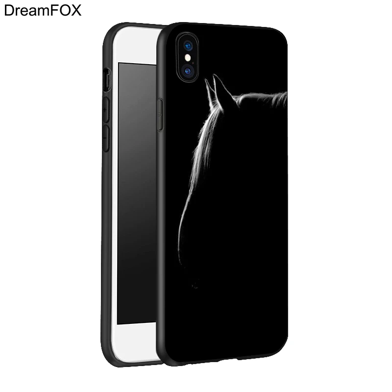 DREAMFOX L186 Horse Series Black Soft TPU Silicone Case Cover For Apple iPhone 11 Pro XR XS Max X 8 7 6 6S Plus 5 5S 5G SE |