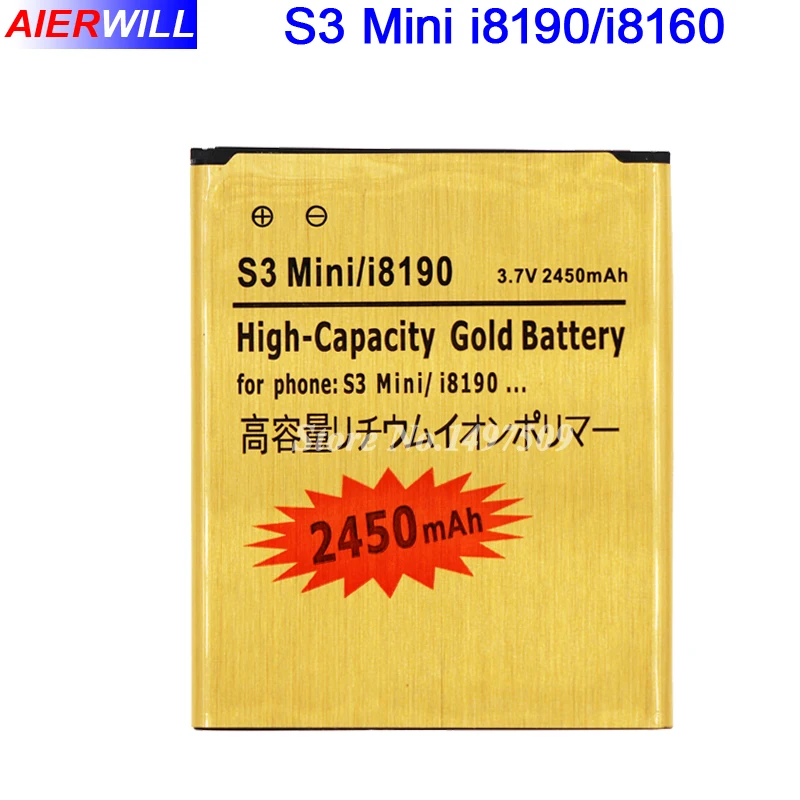 I8190 золотой аккумулятор для Samsung Galaxy S3 Mini GT i8190 ACE II 2 I8160 Аккумулятор 2450 мАч|battery for