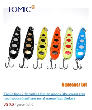 Tomic 6 шт. качественные рыболовные приманки микро Литые металлические ложки яркий перламутровый цвет твердая приманка Спиннер форель зона поток pesca