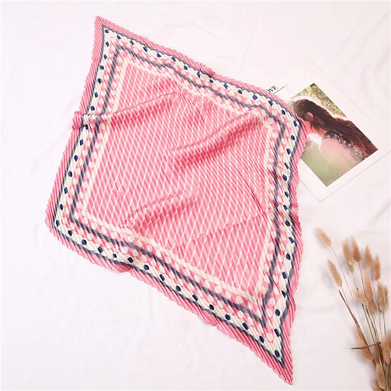 Новинка 2019 женский маленький шелковый квадратный шарф шрафты для волос женские плиссированные шарфы