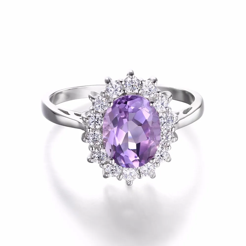 Jewelrypalace Принцесса Диана Уильям Кейт Миддлтон 1.8ct Природный аметист Обручение Halo