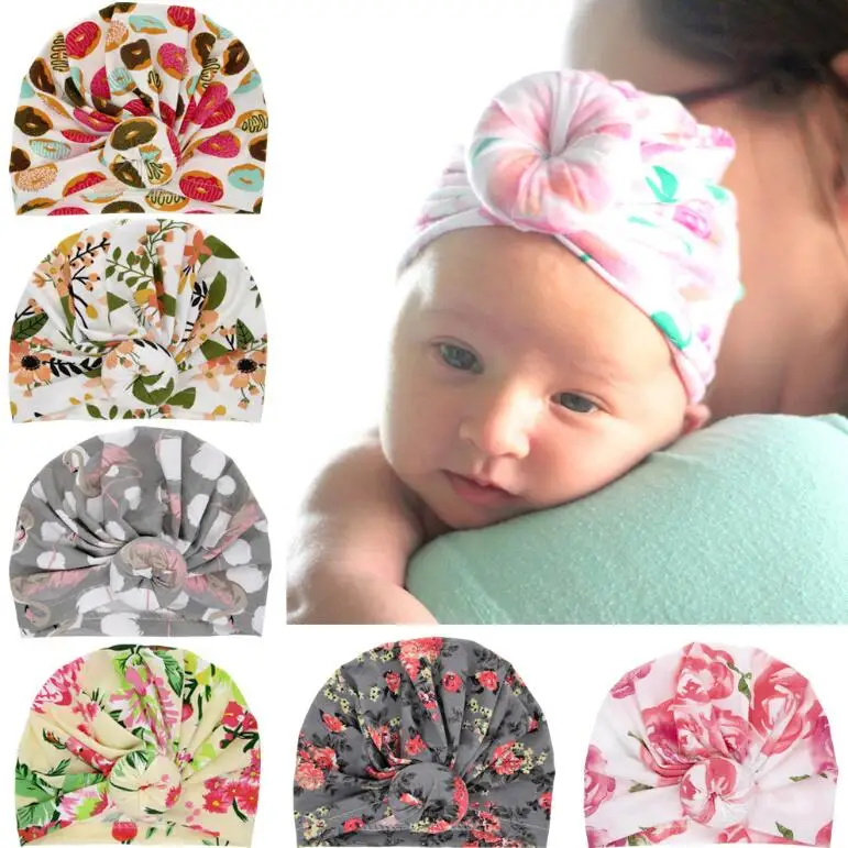 Donut Baby Hats Newborn Toddlers Soft Turban Bow knot Cap Toddler Kids Boy Girl Turbantes Para Be hair accessories | Детская одежда и