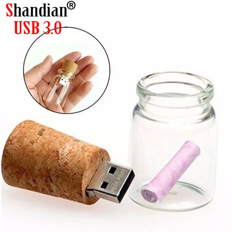 SHANDIAN USB 3,0, новинка, плавающая бутылка, флешка, 4 ГБ, 8 ГБ, 16 ГБ, 32 ГБ, флаконы желаний, usb флеш-накопитель, карта памяти, мультфильм, свадебный подарок