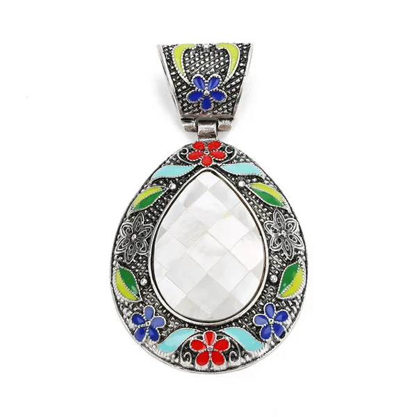 mother of pearl Новинка Подвески Сделай Сам ювелирное изделие богемное этническое ожерелье в форме яйца 44*75 мм натуральный Опал Камень Абалон раковина - Окраска металла: mother of pearl