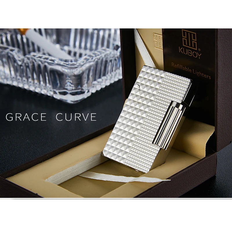 Серебряная газовая зажигалка, шлифовальные круги, кремневая огненная сигарета, зажигалка для курения со звуком Ping