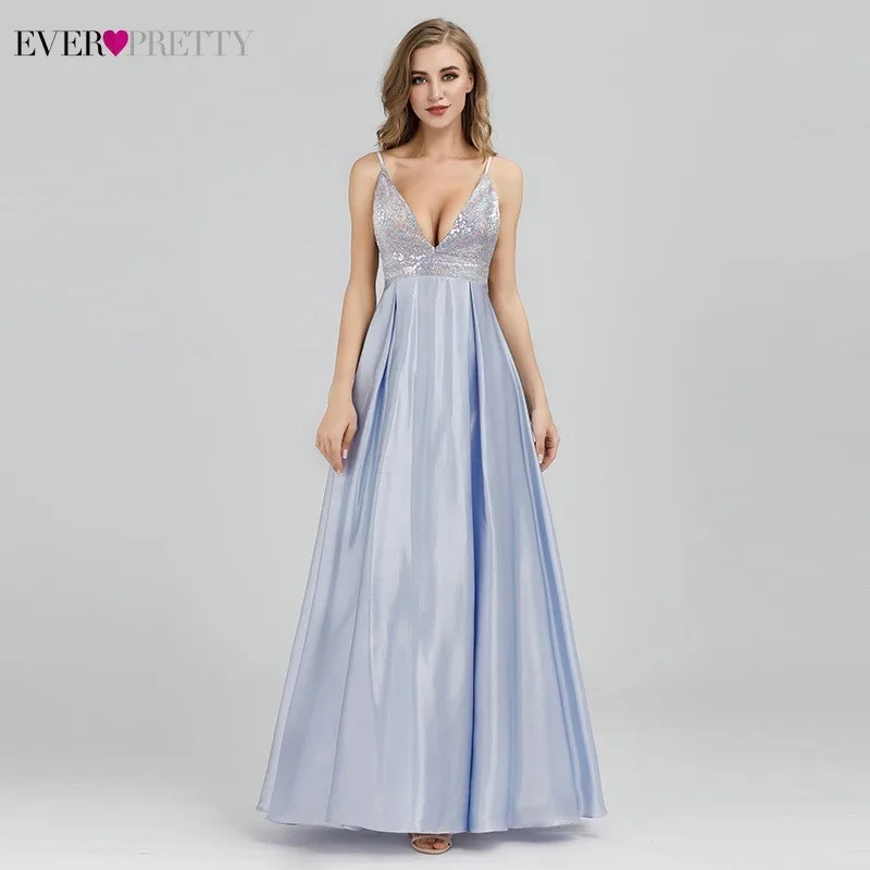 Блестящие платья для выпускного вечера Ever Pretty SEQUINS Sexy Глубокий v-образный вырез без рукавов платья для выпускного вечера EP07899BL Vestidos Largos De Fiesta