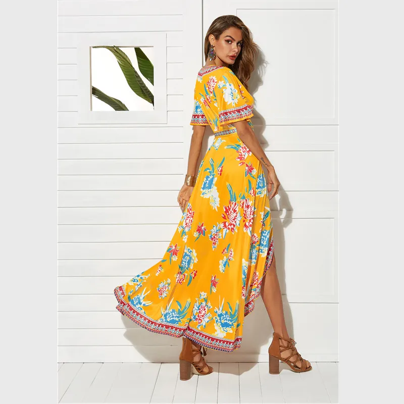 

Summer hot sale tribal style female dress high waist print dress fashion personality V-neck dress sexy casual women loose dress