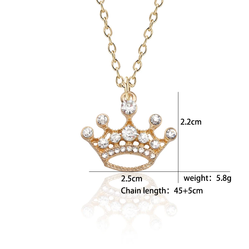 

Fashion Luxury Crystal Openwork Crown Necklace Personality Gold Princess Pendant Couple Necklace Ladies Jewelry Gift